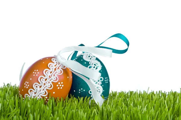 stock image Easter eggs in grass