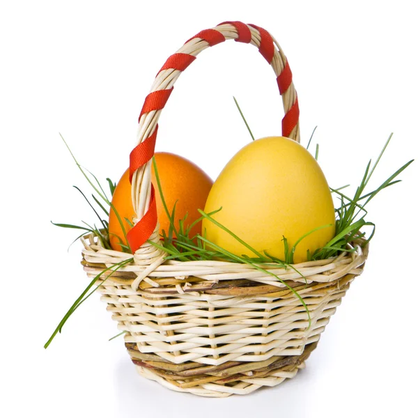 Stock image Basket with easter eggs