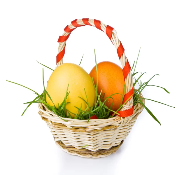 stock image Basket with easter eggs