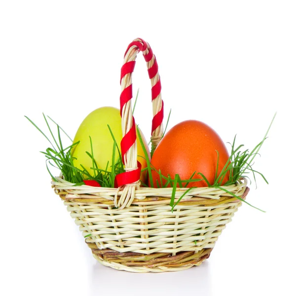 stock image Basket with easter eggs