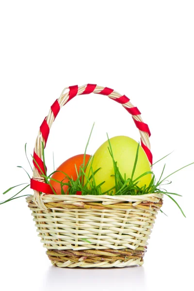 stock image Basket with easter eggs