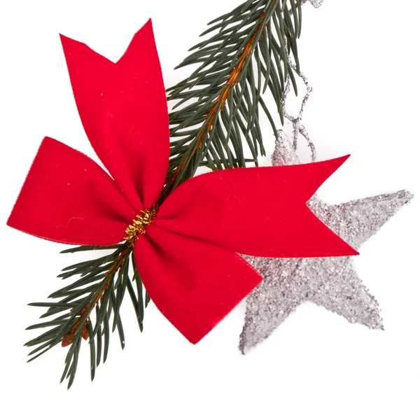 Zdobené vánoční strom větev — Stock fotografie