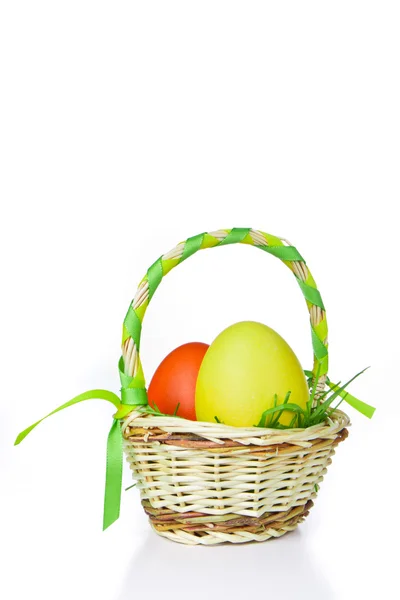 stock image Basket with easter eggs