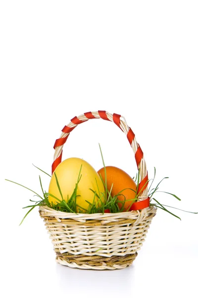 stock image Basket with easter eggs