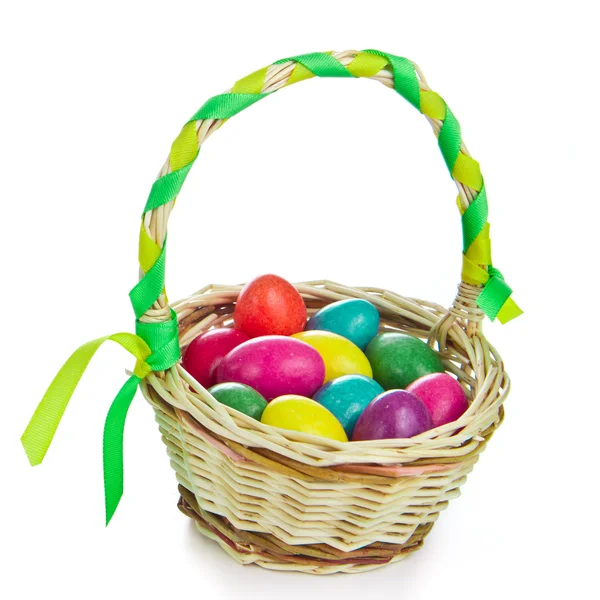 Easter eggs in basket Royalty Free Stock Images