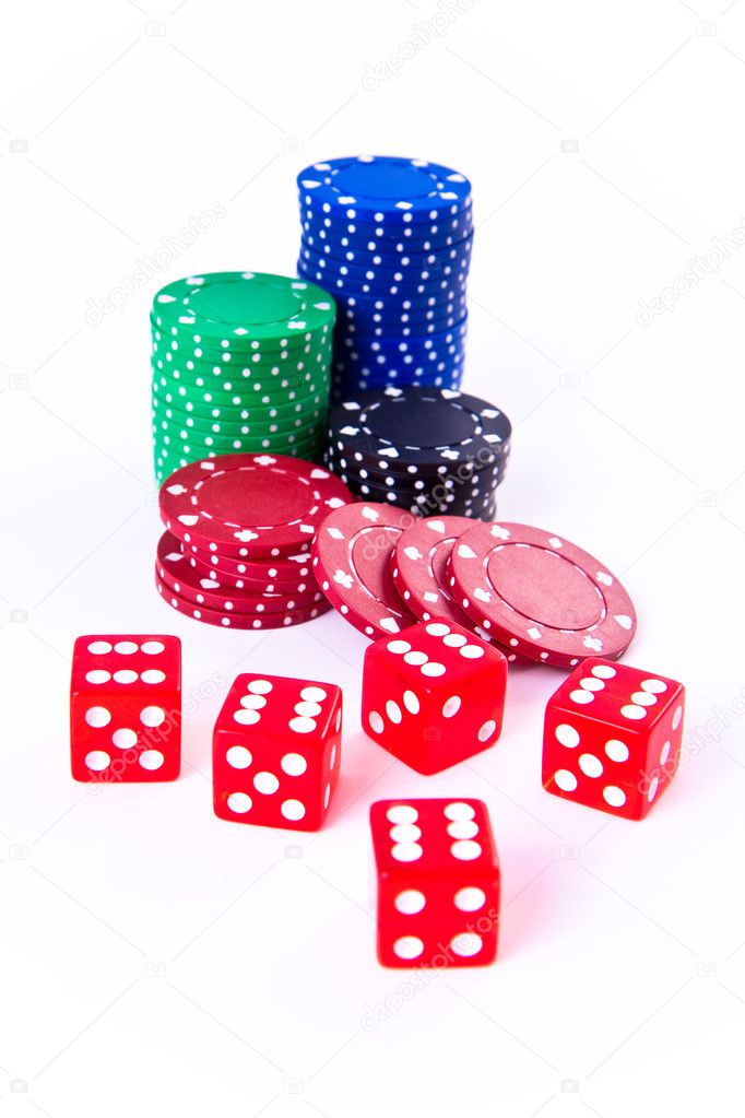 Poker en dobbelstenen ⬇ Stockfoto, rechtenvrije foto door © kubais #5294726