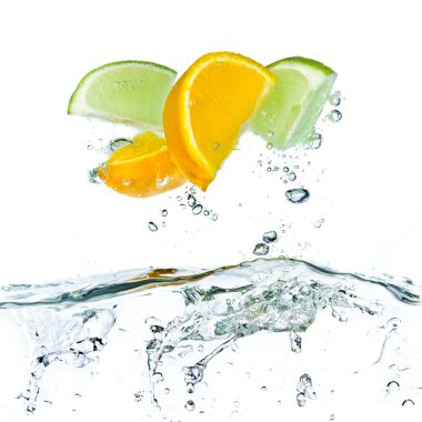 Citrus fruit splashing clipart