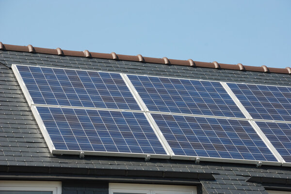 House with solar panels on roof