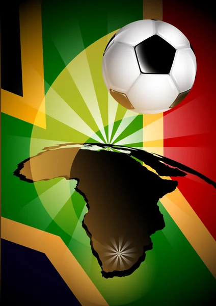 Vlag van Zuid-Afrika & Soccer Ball achtergrond — Stockvector