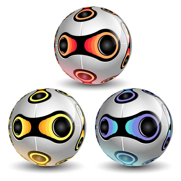 Renkli Futbol Topları Simge Seti Yeni Tasarım — Stok fotoğraf