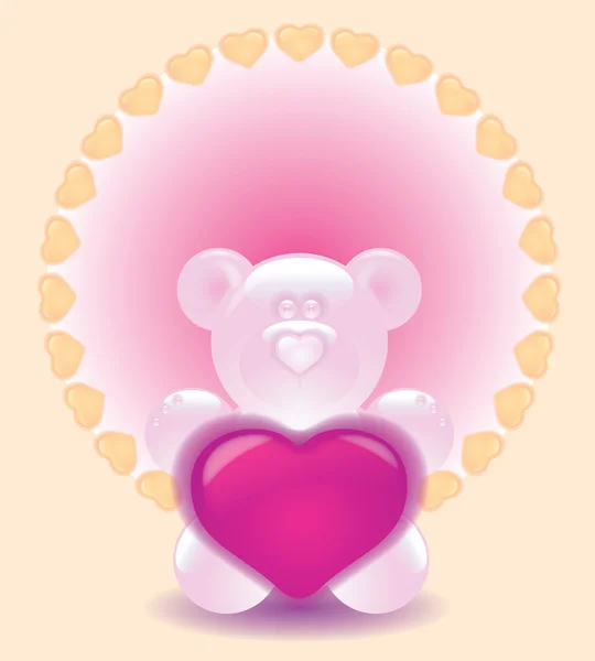 Greeting Card Valentine Day Bear Giving Heart Love — Stock Photo, Image