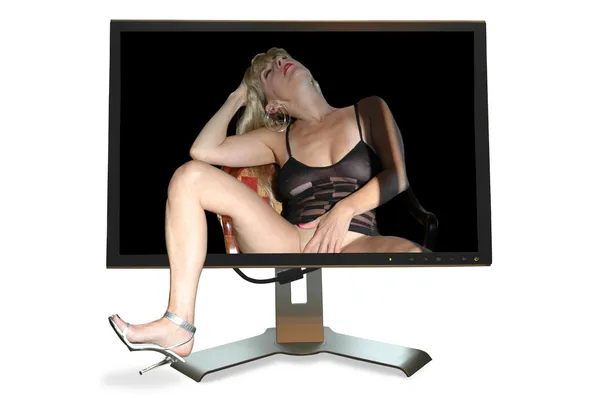 컴퓨터 섹스 온라인 스톡 사진