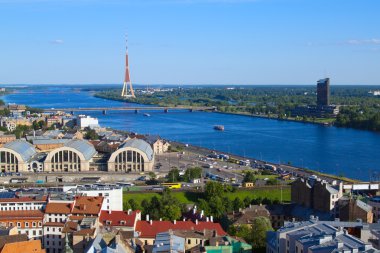 Riga, Latvia, cityscape from Saint Peters church clipart