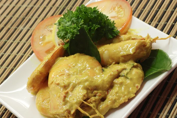 Camarão em molho duriano fermentado — Fotografia de Stock