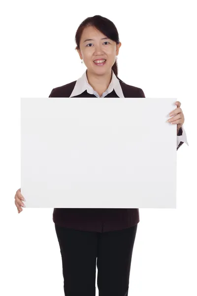 Geschäftsfrau mit Plakat — Stockfoto