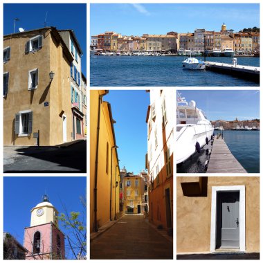 Saint-Tropez, south of France, collage clipart