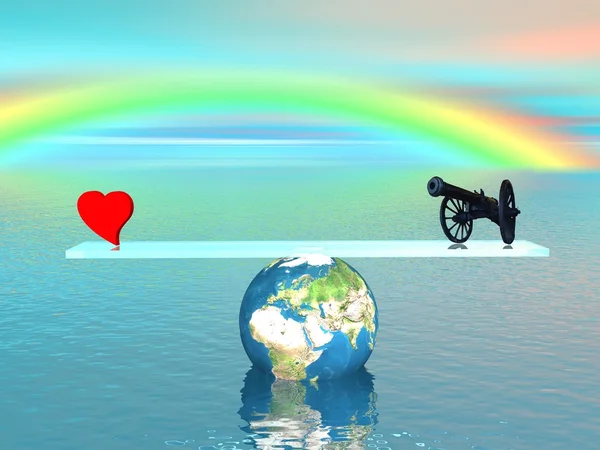 stock image Love or war on the earth ?