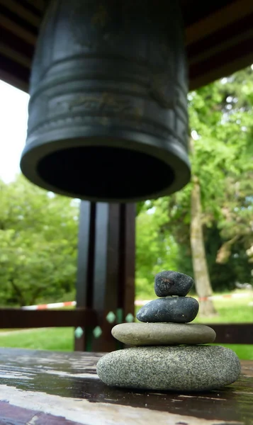 Zen stones and japenese bell — Stock Photo, Image