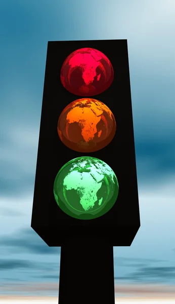 Colored earth as traffic light — Stock Photo, Image