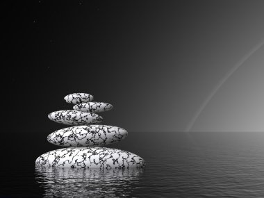 Black and white stones by night clipart