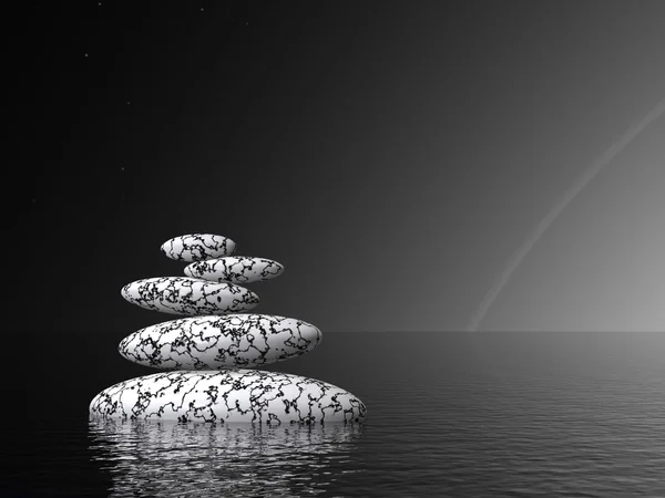 Schwarze und weiße Steine bei Nacht — Stockfoto