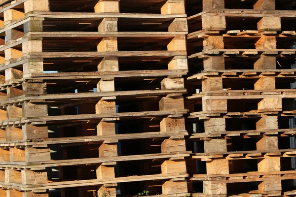 stock image Close up of many brown wood palettes