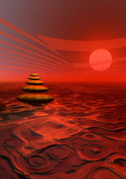 Evenwichtige Stenen Woestijn Door Kleurrijke Sunset — Stockfoto