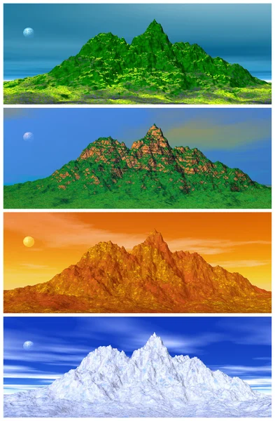 stock image Landscapes of a mountain, the sky and the moon by spring, summer, autumn and winter time.