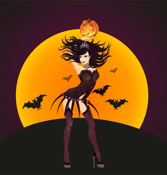 Halloween czarny czarownica — Wektor stockowy