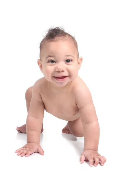 Beyaz zemin üzerinde erkek bebek bebek — Stok fotoğraf