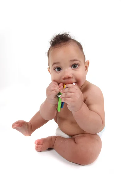Infant baby boy on a white background — Stock Photo, Image
