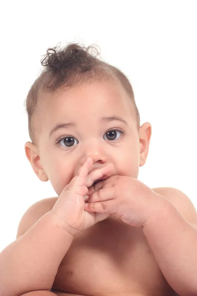 Βρέφος μωρό αγόρι σε λευκό φόντο — Φωτογραφία Αρχείου