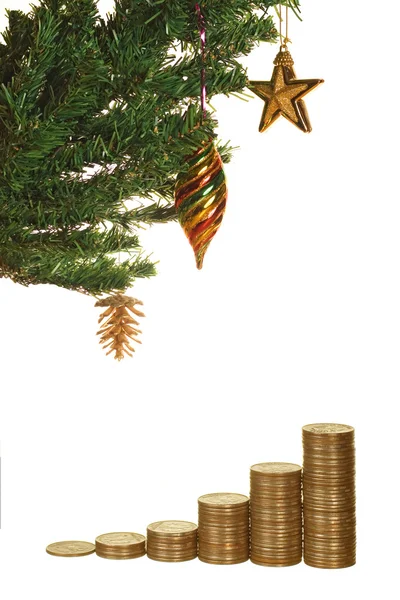 Christmas tree and money — Stock Photo, Image