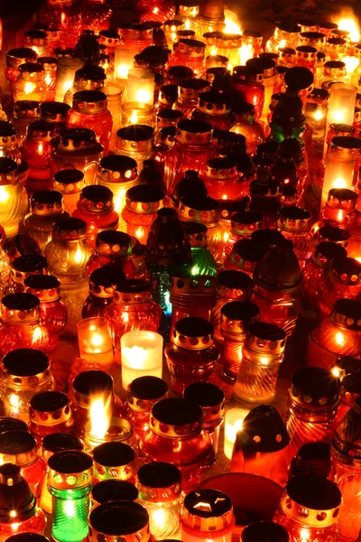 Red, yellow and green candles — Stock Photo, Image