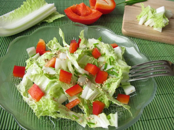 Chinese Cabbage Salad Red Bell Pepper — Stock Photo, Image