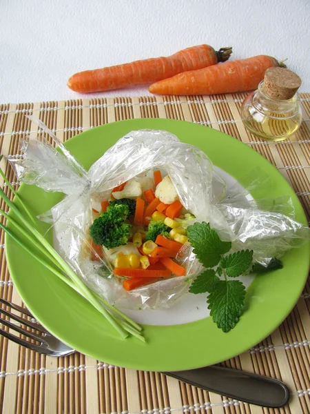Legumes Cozidos Vapor Bolsa Fervível Para Alimentos — Fotografia de Stock
