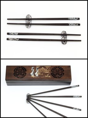 Beyaz izole Chopsticks ayrıntılarını