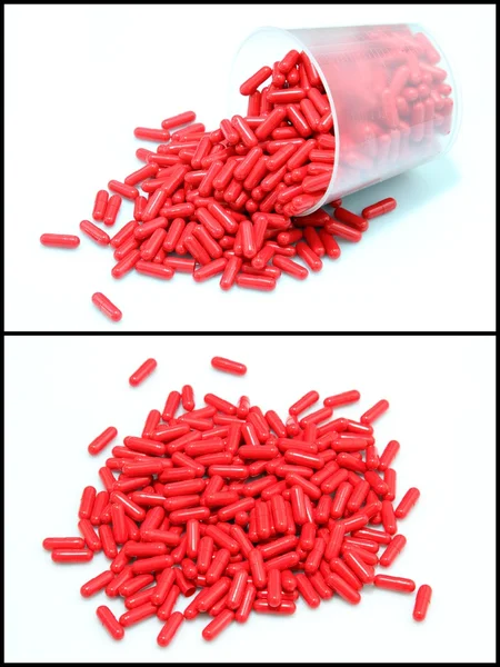 Details Red Pills Isolated White — Stock Photo, Image