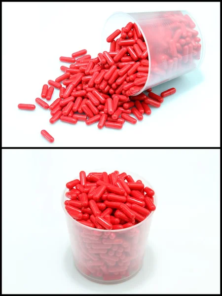 Details Red Pills Isolated White — Stock Photo, Image