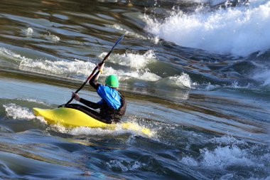 Details of kayaker in action clipart