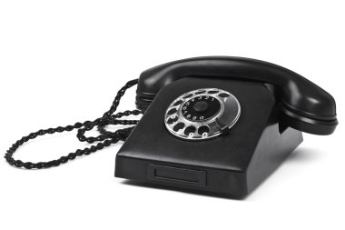 Old bakelite telephone on white clipart