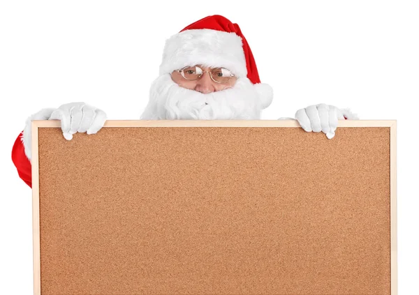 Papai Noel e quadro de avisos vazio - close-up — Fotografia de Stock