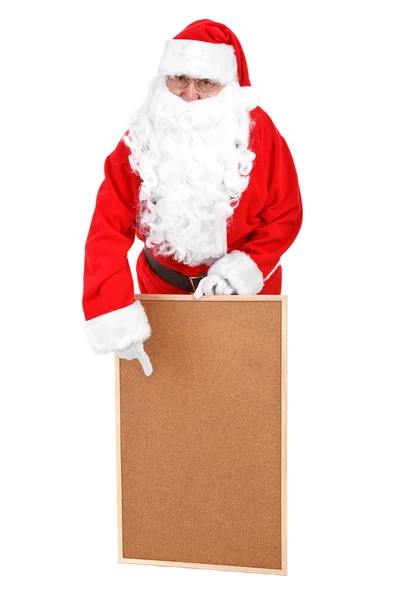 Papai Noel e quadro de avisos vazio — Fotografia de Stock