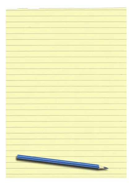 Yellow lined paper and pencil — Stock Photo, Image