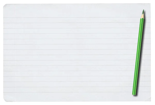 Piece of lined paper and pencil on white — Stock Photo, Image