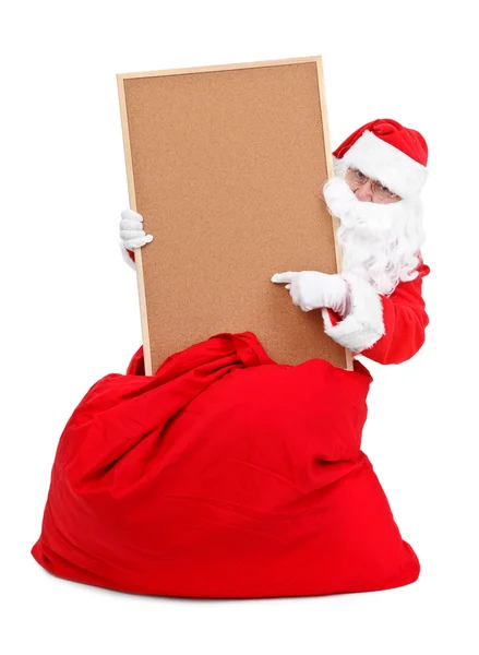 Papai Noel e placa de boletim vazio — Fotografia de Stock