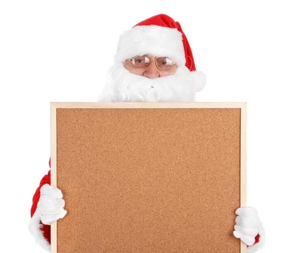 Papai Noel e parte do quadro de avisos vazio — Fotografia de Stock