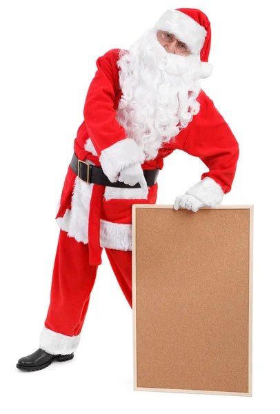 Santa Claus muestra tablón de anuncios vacío — Foto de Stock