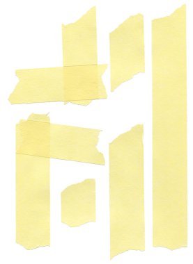 Set of yellow paper masking tapes on white background clipart