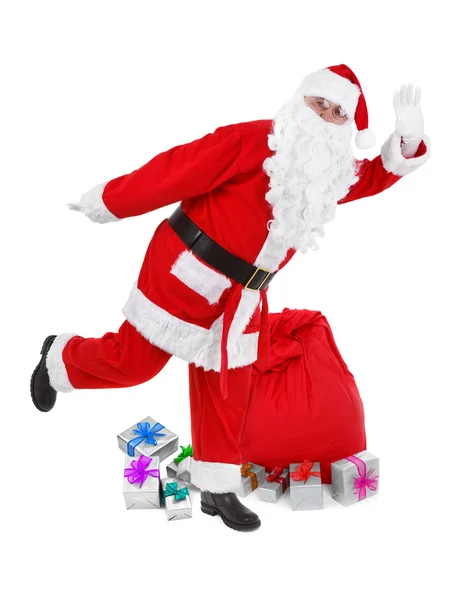 Lustige Pose des Weihnachtsmannes — Stockfoto